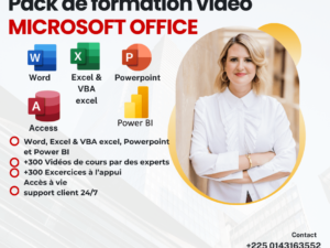 Formation vidéo complète sur EXCEL VBA EXCEL, WORD, POWERPOINT, ACCESS, et POWER BI